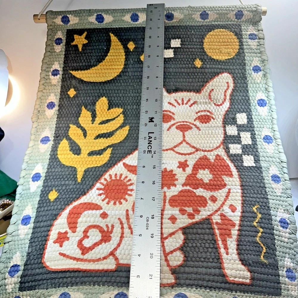 Urban Outfitters Tattooed Frenchie Wall Hanging Tapestry Dog Celestial Fringed